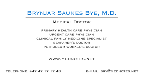 Brynjar Saunes Bye, M.D., Clinical Family Medicine Specialist.