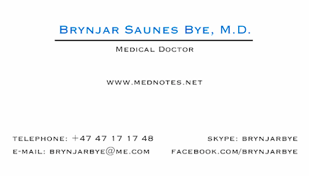 Business card of Brynjar Bye.