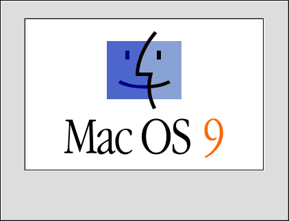Custom Mac OS 9 startup screen.
