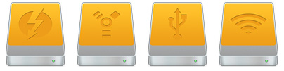 Custom external hard disk icons for Mac OS X 10.10 Yosemite or later.