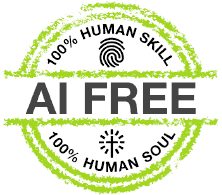 Free No AI rubber stamp badge Photoshop PSD by Brynjar Bye.